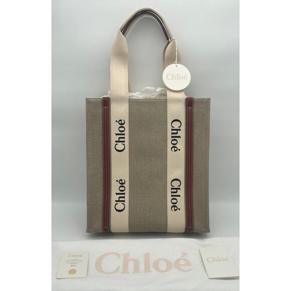 BRAND NEW CHLOE WOODY CANVAS TOTE SHOULDER BAG NWT! - Picture 5 of 13